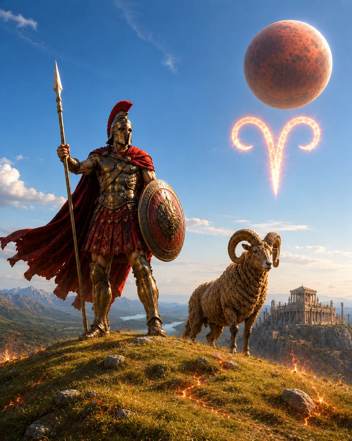Ilustración astrológica del signo Aries