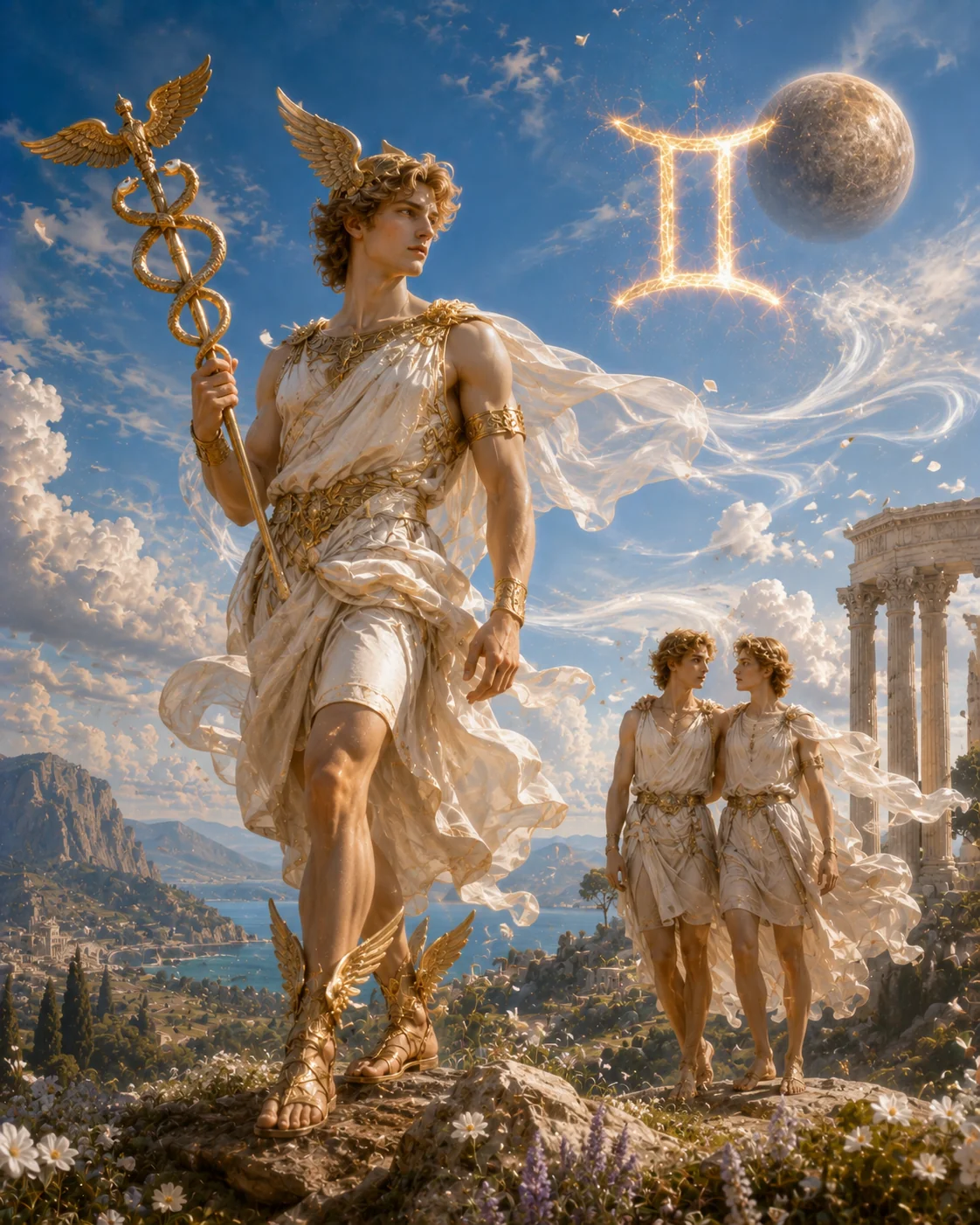 Ilustración astrológica del signo Géminis