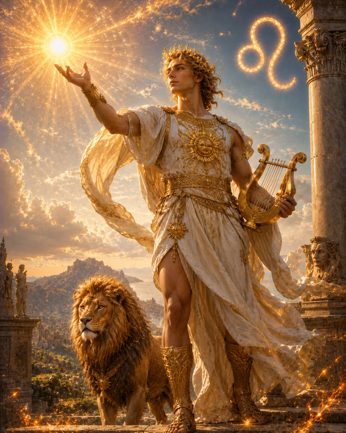 Ilustración astrológica del signo Leo
