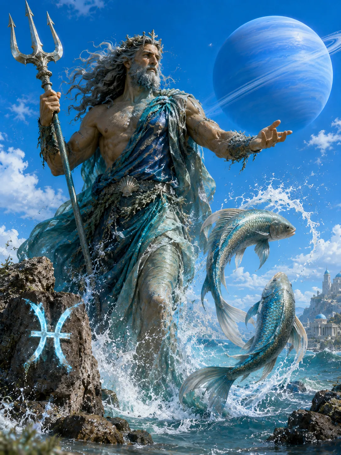 Ilustración astrológica del signo Piscis
