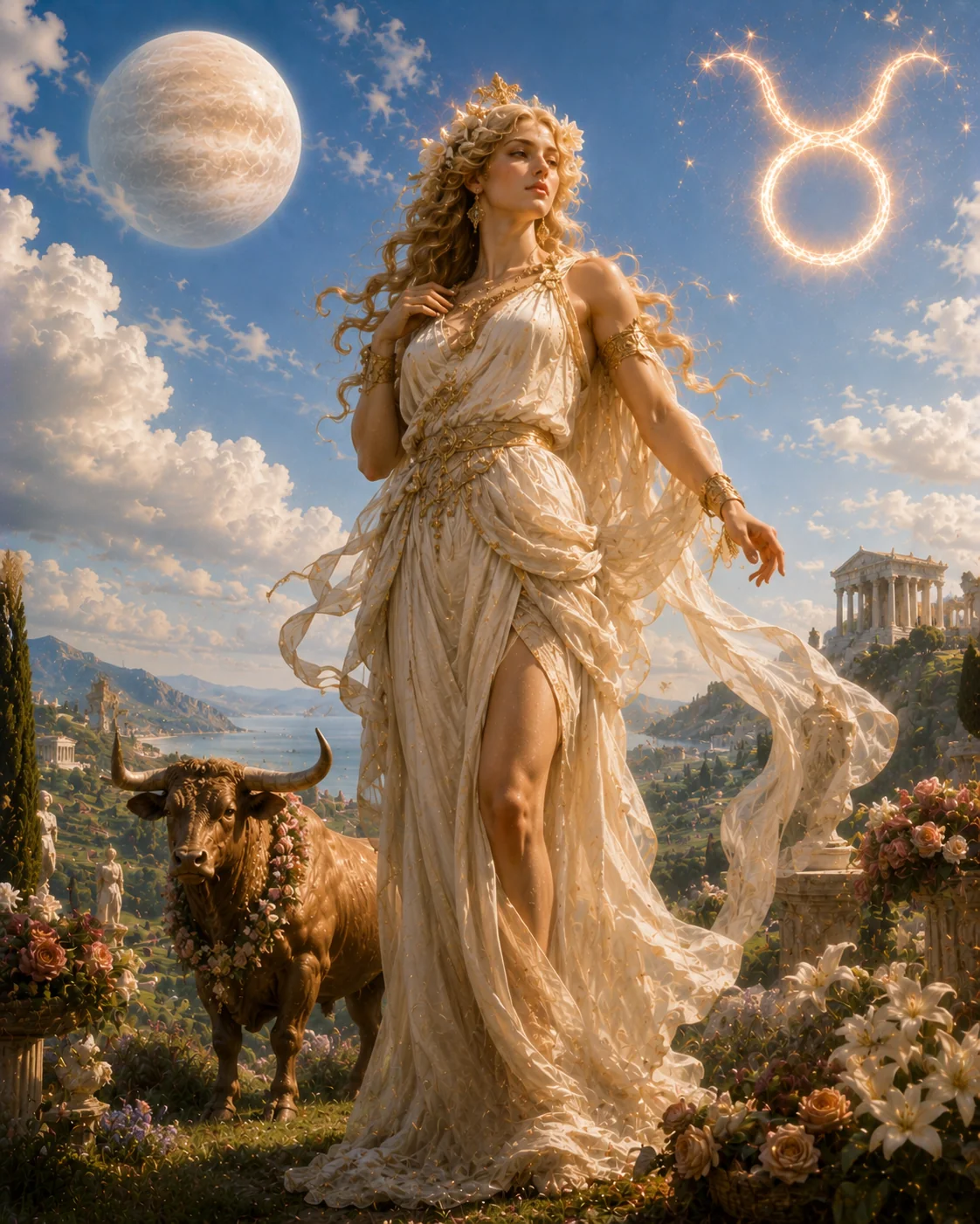 Ilustración astrológica del signo Tauro