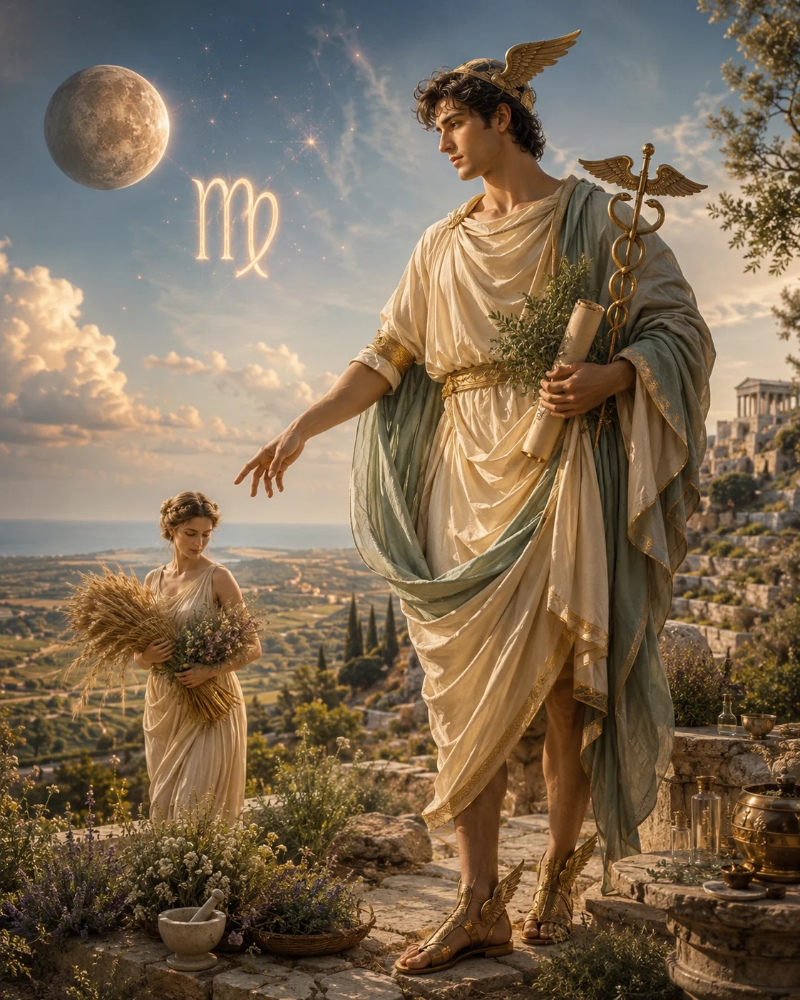 Ilustración astrológica del signo Virgo